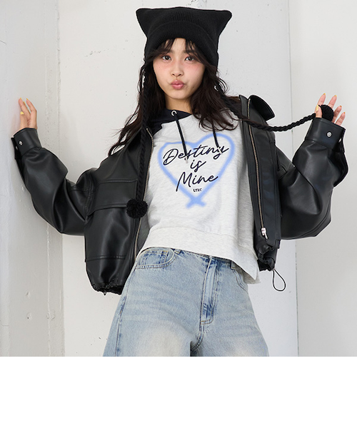 合皮ショートブルゾン｜ラブトキシックの通販｜&mall（アンドモール