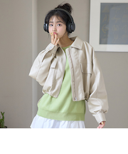 合皮ショートブルゾン