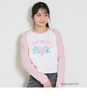 【ケアベア】【綿100％】ラグランクロップド長袖Tシャツ