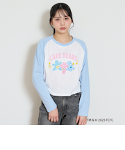 【ケアベア】【綿100％】ラグランクロップド長袖Tシャツ