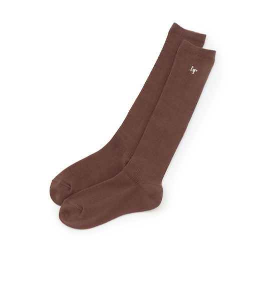 【BS】ワンポイント刺繍リブハイソックス