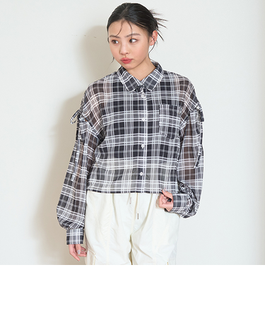 チェックシアーシャツ