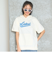 【7days】【綿100％】ロゴアップリケパーカー