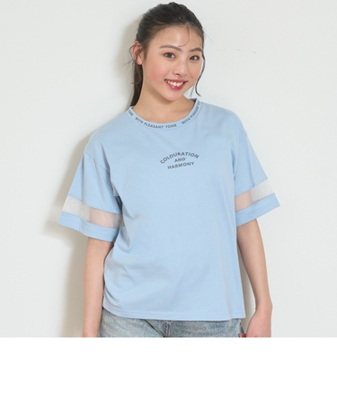 【7days】接触冷感袖シアーTシャツ