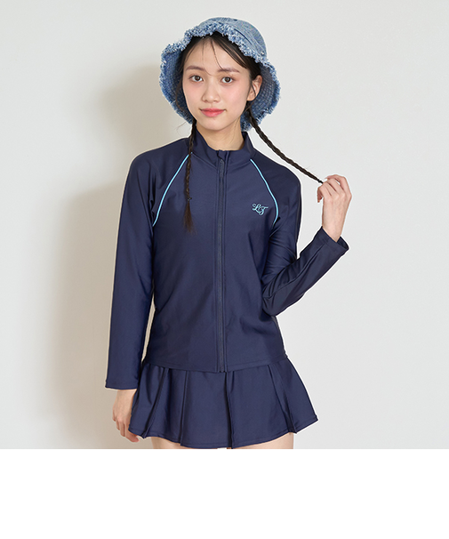 【SWIM】【水着】長袖フルジップラッシュ