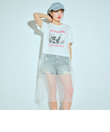 チュールレイヤードTシャツ
