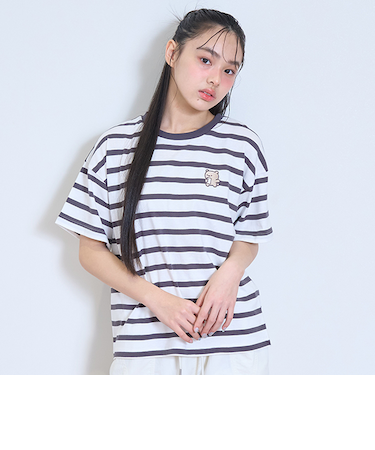 【7days】【綿100％】ワンポイントボーダーTシャツ