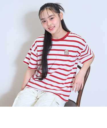 【7days】【綿100％】ワンポイントボーダーTシャツ