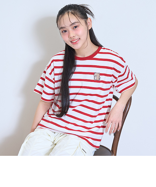 【7days】【綿100％】ワンポイントボーダーTシャツ