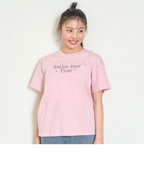 【7days】【GOODPRICE】【綿100％】ロゴラインストーンTシャツ