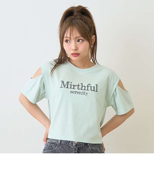 【接触冷感/ひんやり】肩あきTシャツ