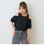 オフショルレイヤードTシャツ