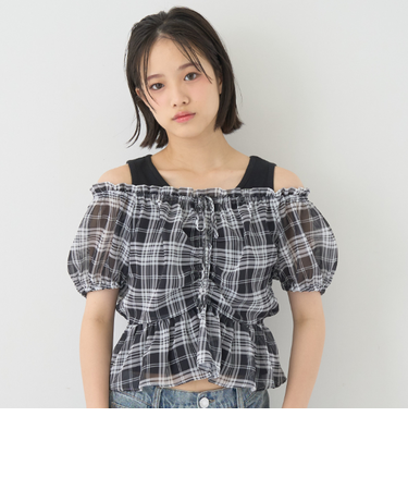 チェックオフショルインナーセット