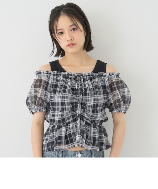 チェックオフショルインナーセット