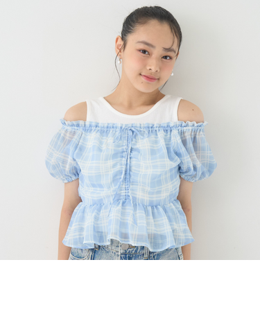 チェックオフショルインナーセット