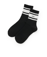 ライン刺しゅうクルーソックス