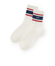 ライン刺しゅうクルーソックス