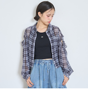 インナーつきシアーチェックシャツ