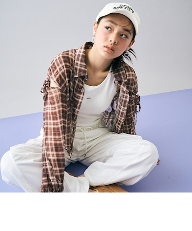インナーつきシアーチェックシャツ
