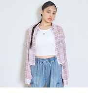 インナーつきシアーチェックシャツ