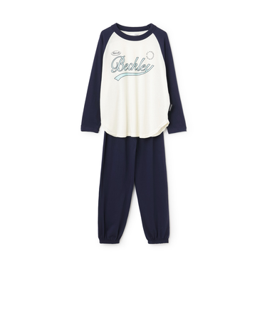 【ルームウェア/パジャマ】ロゴラグラン長袖Tシャツ&パンツセット