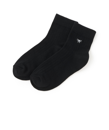 リボン刺しゅうクルーソックス