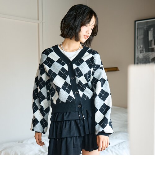 THETOE アーガイルニット 白 襟付きトップス S アーガイルニットTシャツSET｜ラブトキシックの通販｜&mall（アンド