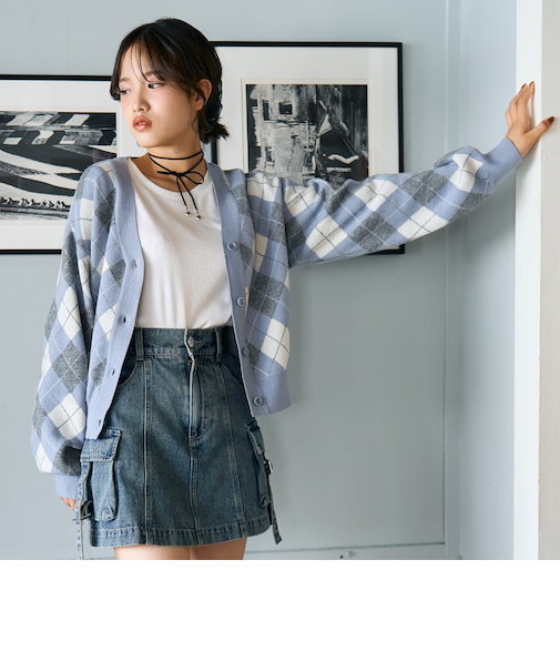 アーガイルニットTシャツSET