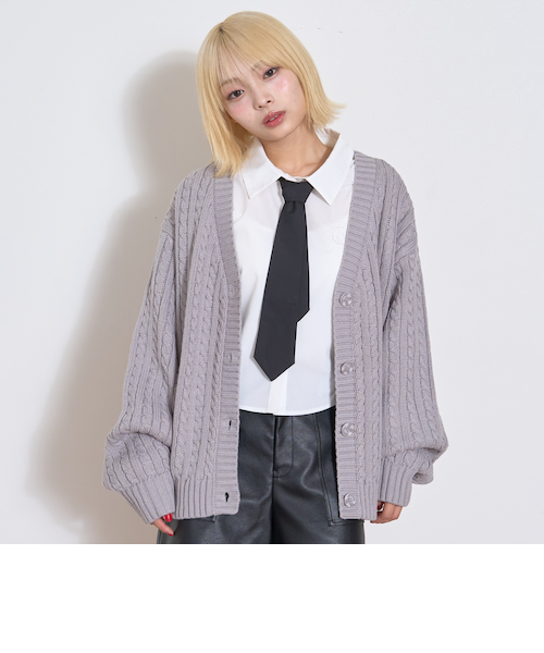 ケーブルニットカーディガン HARVESTY｜手編みケーブルニット カーディガン CABLE KNIT