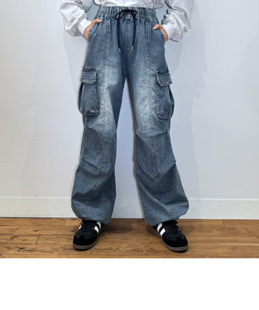 【速乾】【ストレッチ】デニムカーゴパンツ