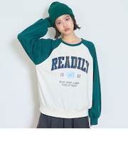 【7days】ラグランチェックロゴトレーナー