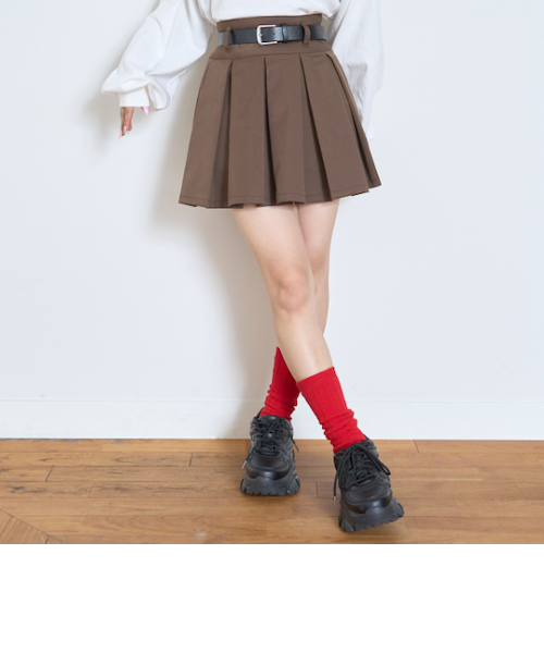 GOODPRICE】【イージーケア】ベルトつきプリーツスカート