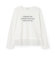 チュールペプラム長袖Tシャツ