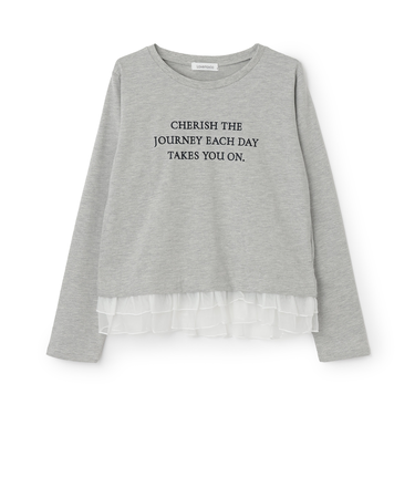チュールペプラム長袖Tシャツ