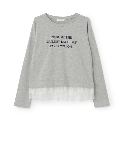 チュールペプラム長袖Tシャツ