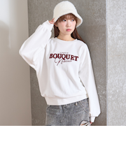 【秒かわトップス】ロゴ刺しゅうベーシックスウェット