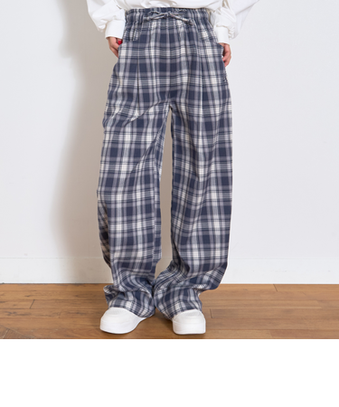 サマ見えイージーチェックプルオンパンツ