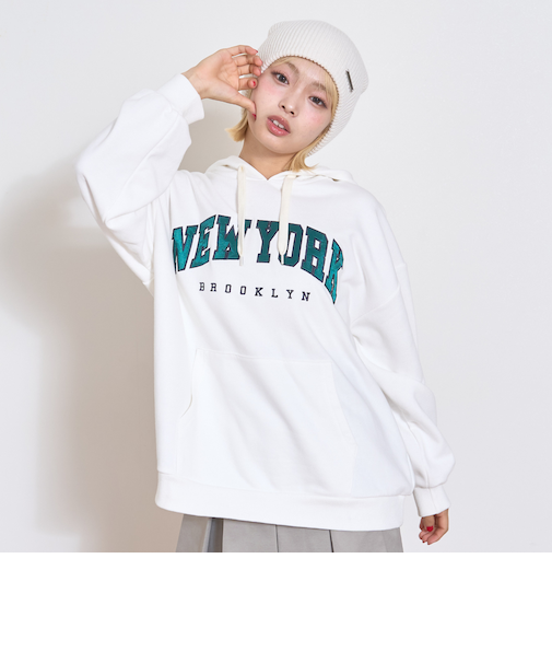 【秒かわトップス】【LTXC】カレッジルーズパーカー