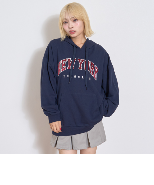 【秒かわトップス】【LTXC】カレッジルーズパーカー