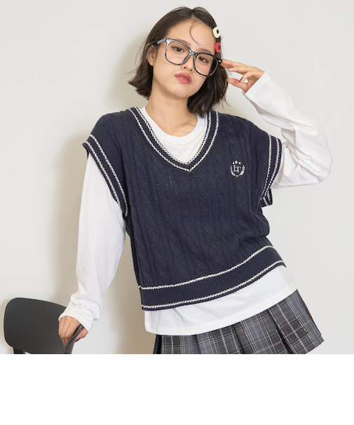 ケーブルニットTシャツSET