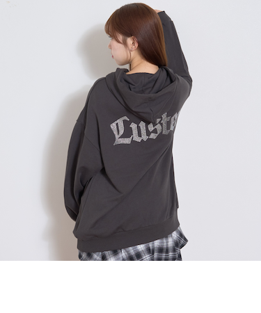 【LTXC】バックラインストーンルーズプルパーカー