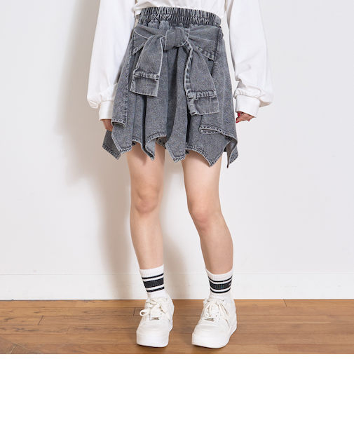 【LTXC】腰巻き風デニムキュロット