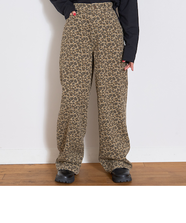 【LTXC】レオパード柄ロンクワイドﾞパンツ