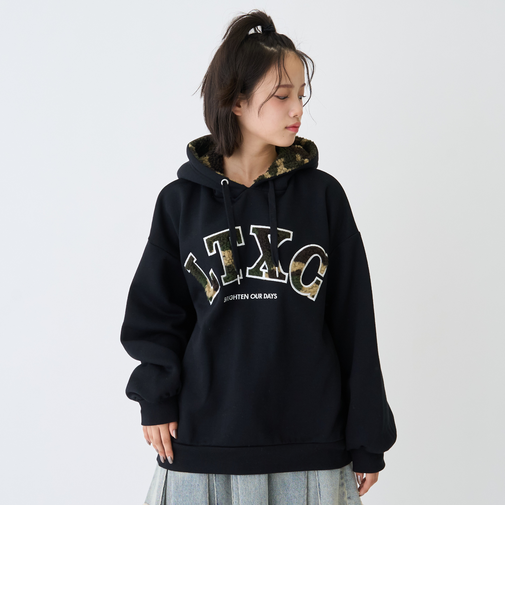 【LTXC】【綿100%】裏起毛ボアロゴパーカー