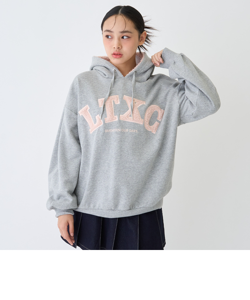 【LTXC】【綿100%】裏起毛ボアロゴパーカー