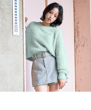 インナーつきシャギークロップドニット