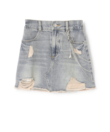 【LTXC】チェーンつきダメージデニムミニスカート