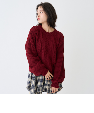 【GOODPRICE】ケーブルニットプルオーバー
