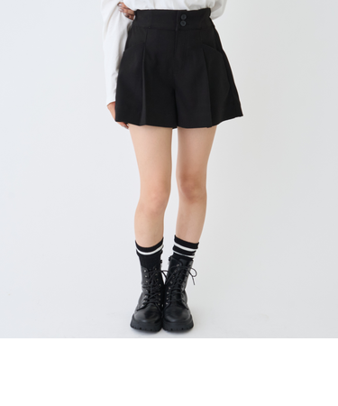 【起毛】美脚見えタックフレアキュロット