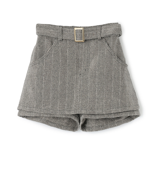 ベルトつきヘリンボ-ンペプラムスカパン